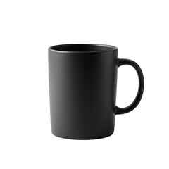 A sleek, matte black mug, perfect for a quiet morning coffee or a contemplative evening tea, sits against a clean white background.