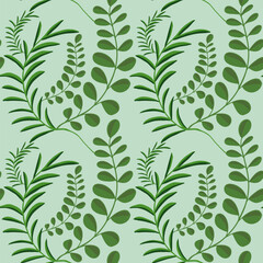 Vector pattern with fern leaves. For printing on fabric.	
