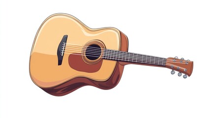 Acoustic guitar, isolated, white background, music instrument, stock photo