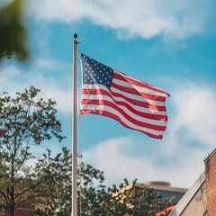 american flag in the wind