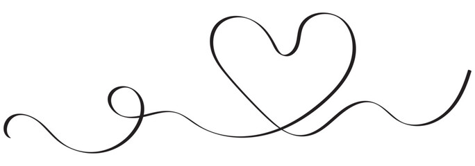 Heart line scribble style decoration element vector illustration. Hand drawn linear love heart design