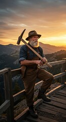 Sunset Mountain Majesty: A Miner's Golden Hour