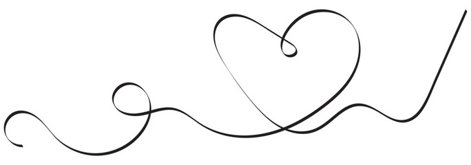 Heart line scribble style decoration element vector illustration. Hand drawn linear love heart design
