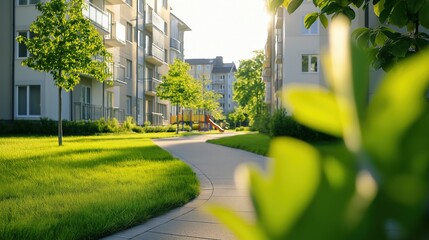 Naklejka premium Tranquil Green Space in Urban Setting