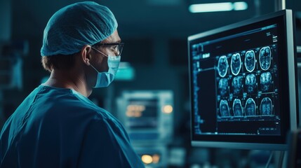 Doctor looking at ct scan