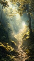 Fototapeta premium Dreamlike Scene of Hidden Glen with Soft Shimmering Light