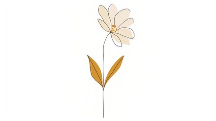A minimalistic floral clipart with a single line forming a simple bloom, centered on a white background.