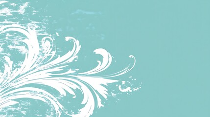 Elegant white floral design against a teal textured background