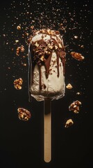 Artistic High Contrast Shot of Melting Ice Cream with Chunks