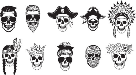 Skull Bundle Print and vector file.