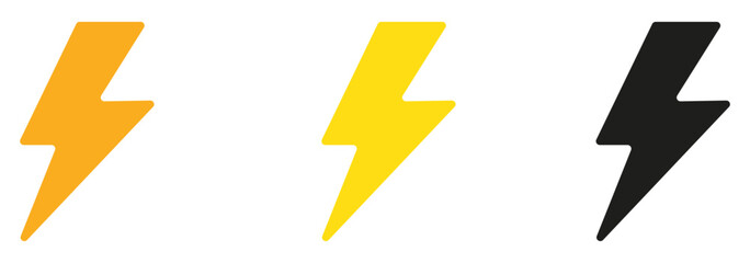 flash lightning bolt icon set. flash thunder power icon. Electric symbols set. Electric lightning symbols. Flash light sign. Electric vector icons, Bolt lightning flash icons