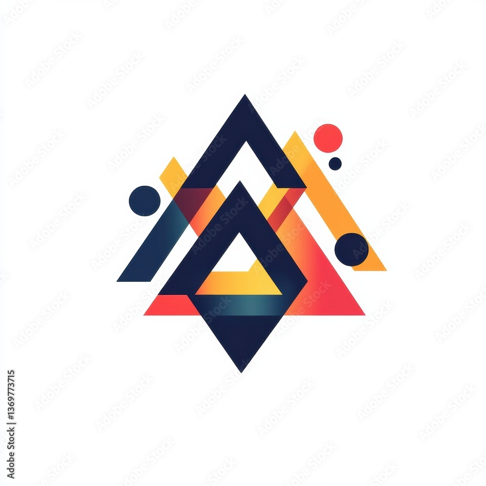 Poster Dynamic geometric logo design featuring triangles and circles with a modern color palette