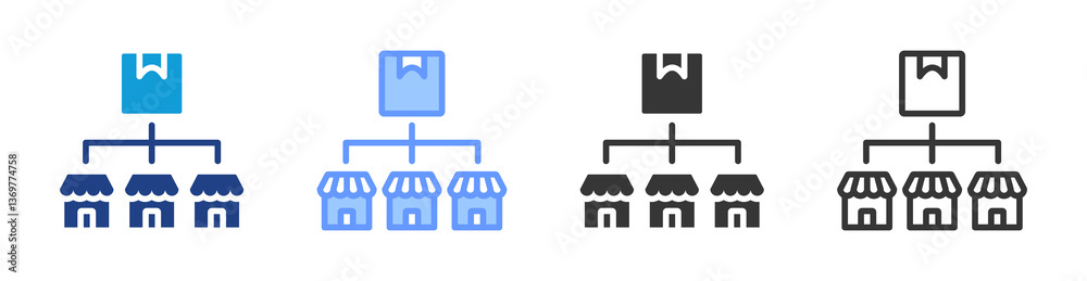Poster Retail Distribution icon set multiple style collection