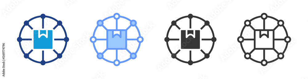 Poster Omni Channel Distribution icon set multiple style collection
