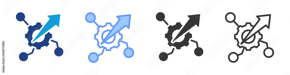 Poster Channel Optimization icon set multiple style collection