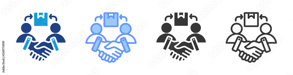Poster partner relationship icon set multiple style collection
