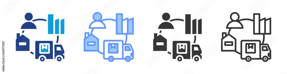 Poster shipping logistics icon set multiple style collection