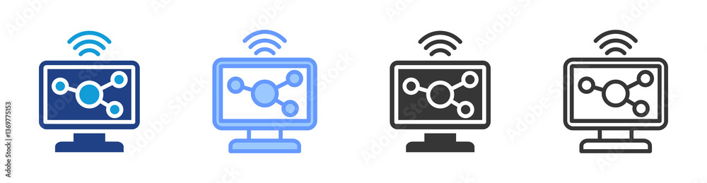 Poster Channel Monitoring icon set multiple style collection