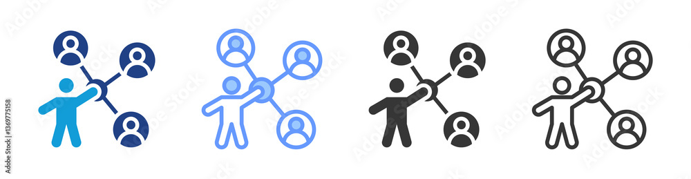 Poster customer reach icon set multiple style collection