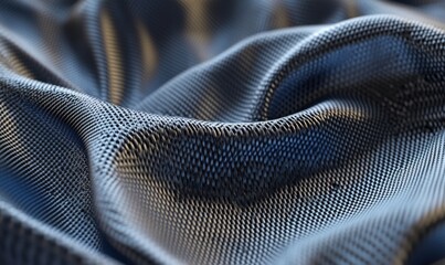 Naklejka premium Blue textured fabric folds background for design, texture, or pattern