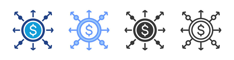 Cost Effective Distribution icon set multiple style collection