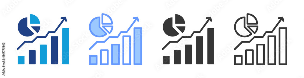 Poster market share increase icon set multiple style collection