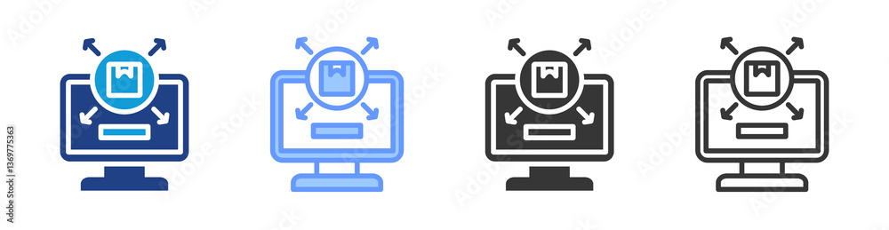 Poster Digital Distribution icon set multiple style collection