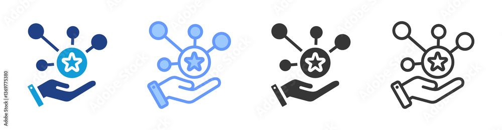 Poster channel loyalty icon set multiple style collection