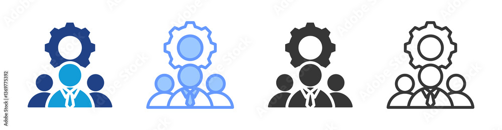 Poster sales force management icon set multiple style collection