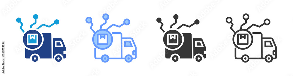 Poster Delivery Channel icon set multiple style collection