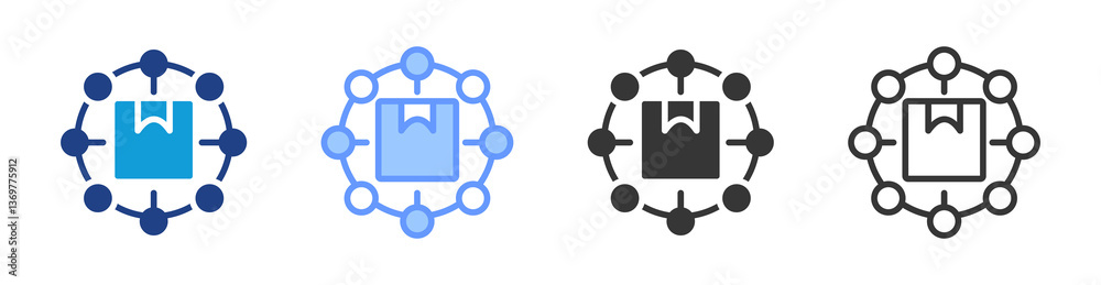 Poster Logistics Network icon set multiple style collection