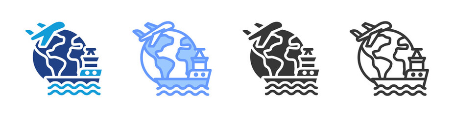 Global Logistics icon set multiple style collection