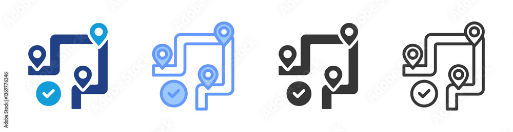 Poster Route Optimization icon set multiple style collection