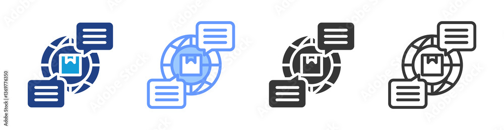 Poster logistics communication icon set multiple style collection