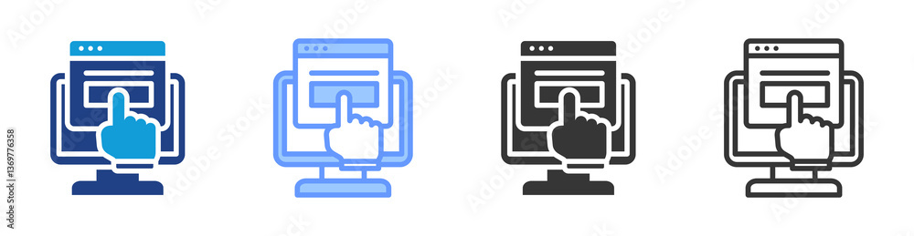 Poster Online Survey icon set multiple style collection