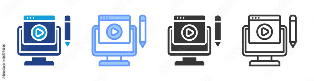 Aufkleber content creation icon set multiple style collection