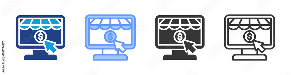 Poster e commerce icon set multiple style collection