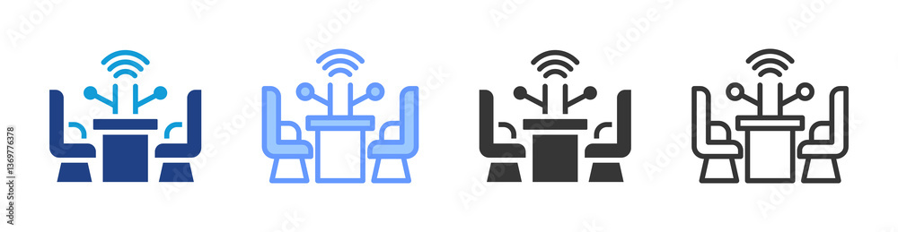 Poster Podcasting icon set multiple style collection