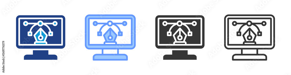 Poster Graphic Design icon set multiple style collection