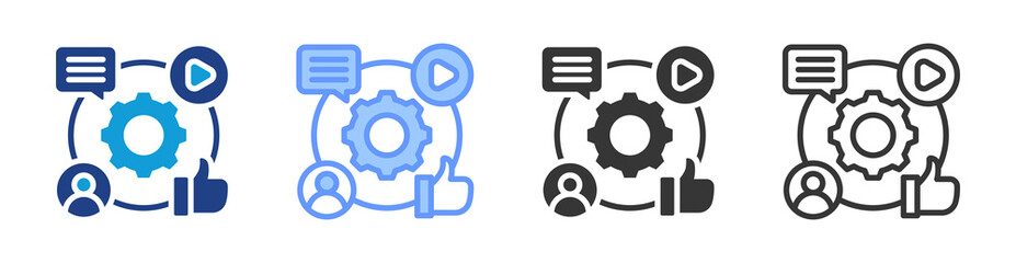 Social Media Management icon set multiple style collection