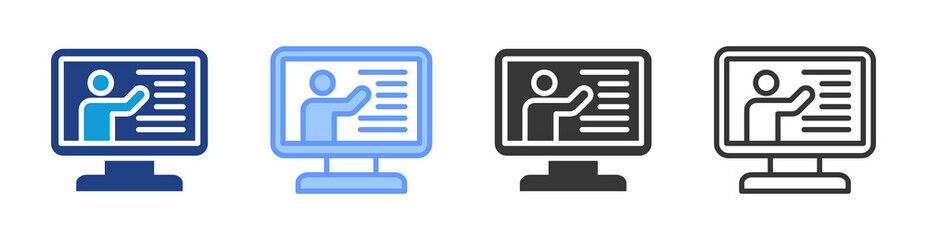 Online Tutoring icon set multiple style collection