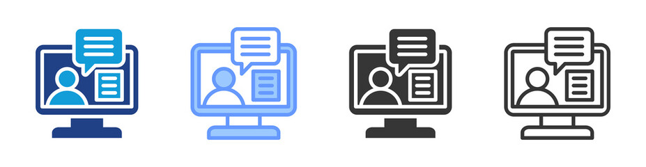 Online Course icon set multiple style collection