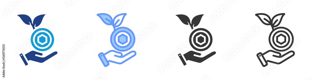 Poster cryptocurrency investment icon set multiple style collection