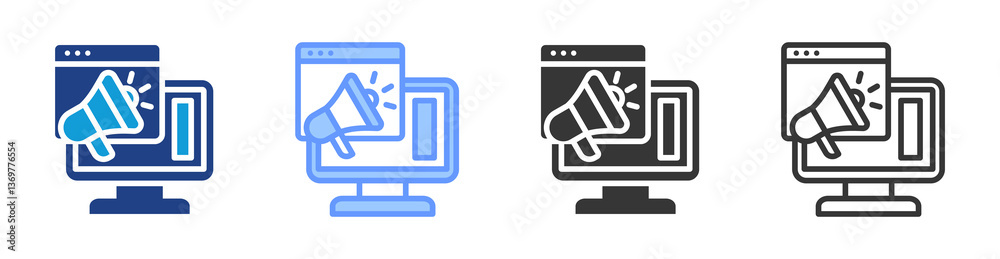 Poster online advertising icon set multiple style collection