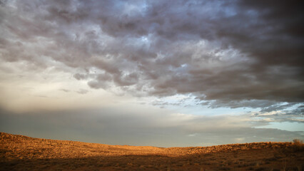 Arid dune in the Kalahari Desert with some dry grass