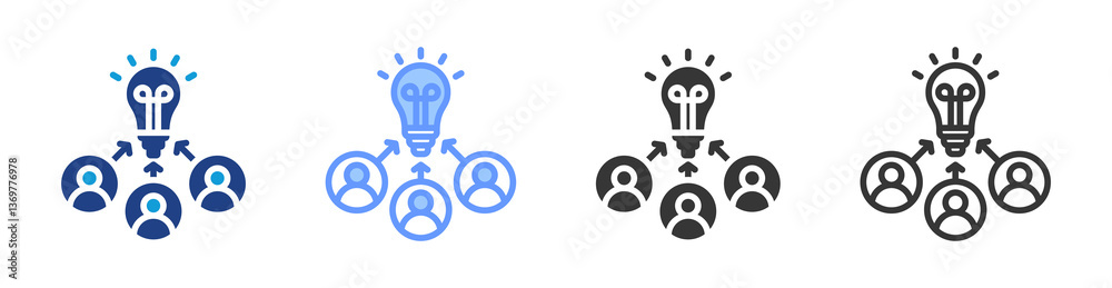 Poster crowdsourcing icon set multiple style collection