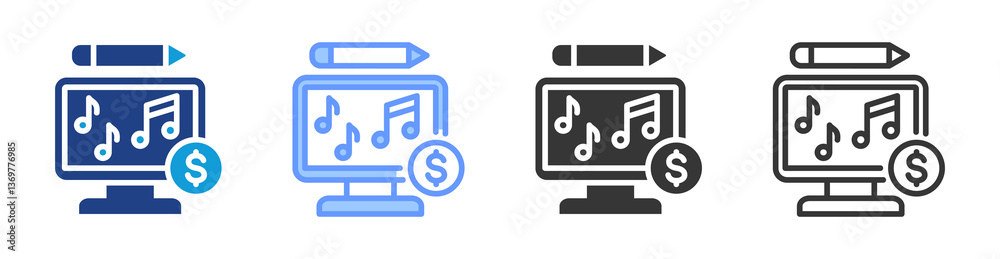 Aufkleber creating and selling music icon set multiple style collection