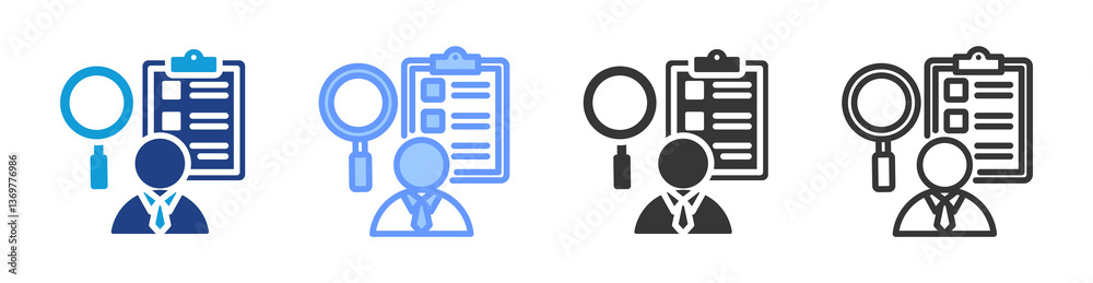 Poster vendor evaluation icon set multiple style collection