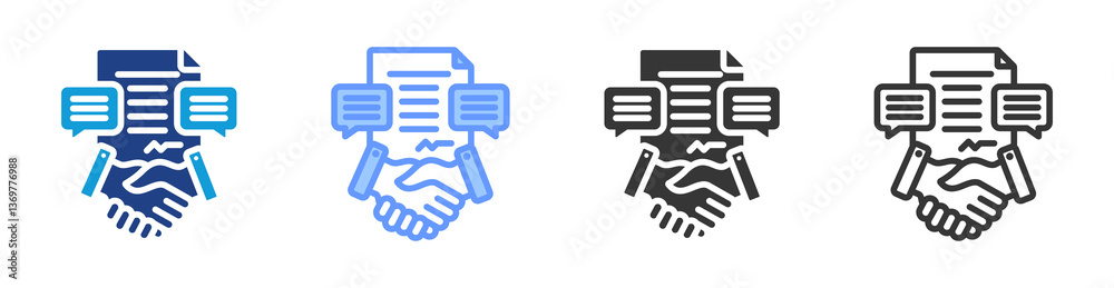 Poster Contract Negotiation icon set multiple style collection