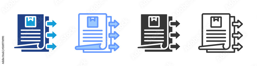 Poster purchase requisition icon set multiple style collection
